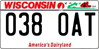 WI license plate 038OAT