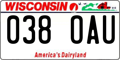 WI license plate 038OAU