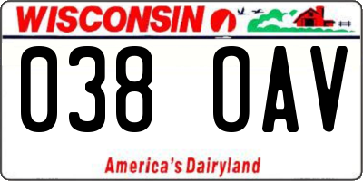 WI license plate 038OAV