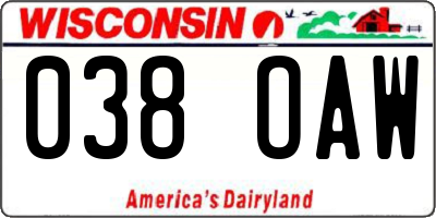 WI license plate 038OAW