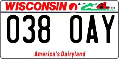 WI license plate 038OAY