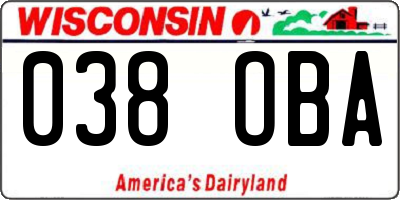 WI license plate 038OBA