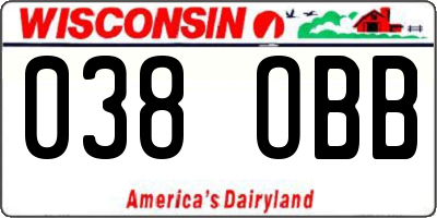WI license plate 038OBB