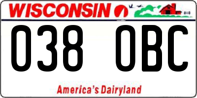 WI license plate 038OBC