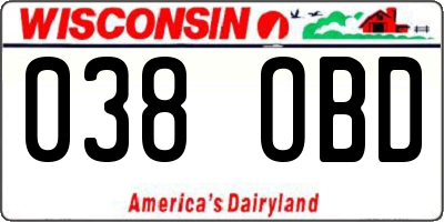 WI license plate 038OBD