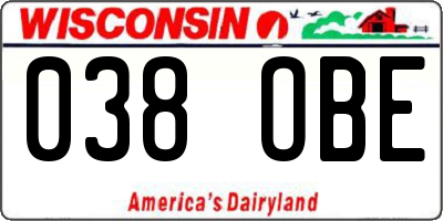 WI license plate 038OBE