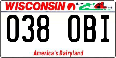 WI license plate 038OBI