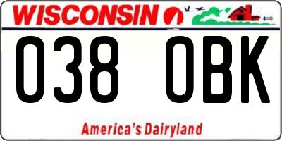 WI license plate 038OBK