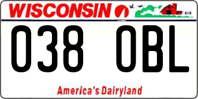 WI license plate 038OBL