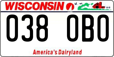 WI license plate 038OBO