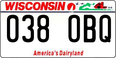 WI license plate 038OBQ