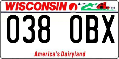 WI license plate 038OBX