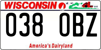 WI license plate 038OBZ