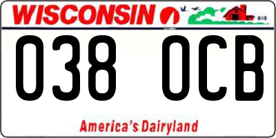WI license plate 038OCB