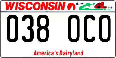 WI license plate 038OCO