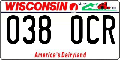 WI license plate 038OCR