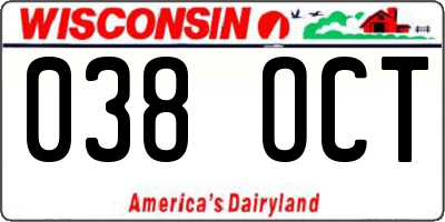 WI license plate 038OCT