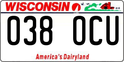 WI license plate 038OCU