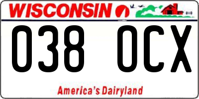 WI license plate 038OCX