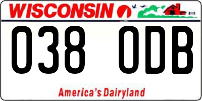 WI license plate 038ODB
