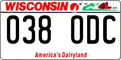 WI license plate 038ODC