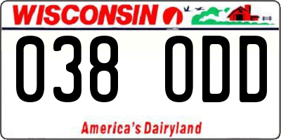 WI license plate 038ODD