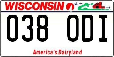 WI license plate 038ODI