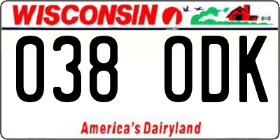 WI license plate 038ODK