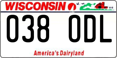 WI license plate 038ODL