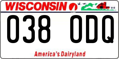 WI license plate 038ODQ