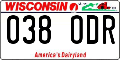WI license plate 038ODR