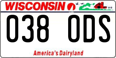 WI license plate 038ODS