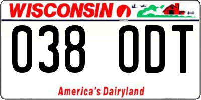 WI license plate 038ODT