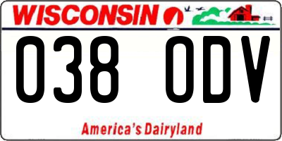 WI license plate 038ODV