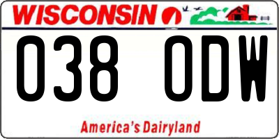 WI license plate 038ODW