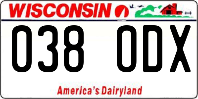WI license plate 038ODX
