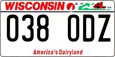 WI license plate 038ODZ
