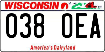 WI license plate 038OEA