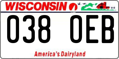 WI license plate 038OEB