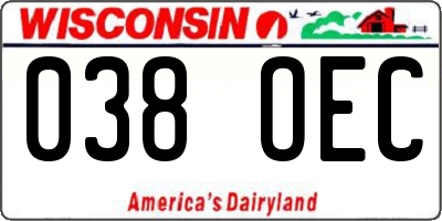 WI license plate 038OEC
