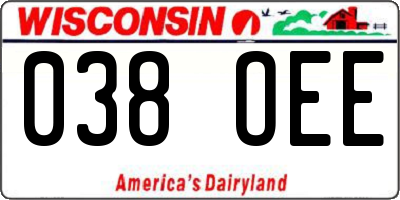 WI license plate 038OEE