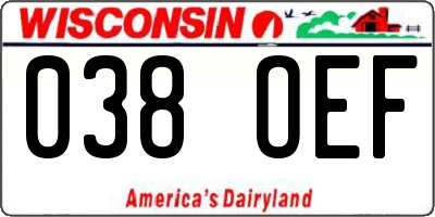 WI license plate 038OEF