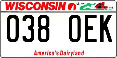 WI license plate 038OEK