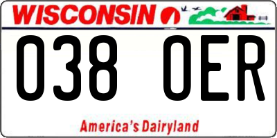 WI license plate 038OER