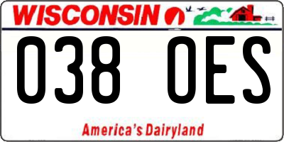 WI license plate 038OES