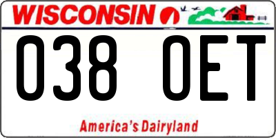 WI license plate 038OET