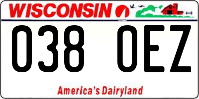 WI license plate 038OEZ