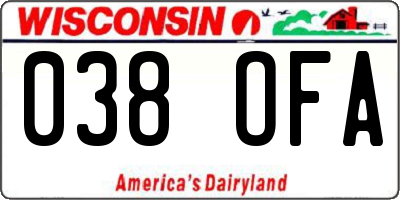 WI license plate 038OFA