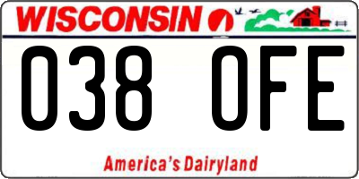 WI license plate 038OFE