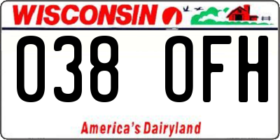 WI license plate 038OFH
